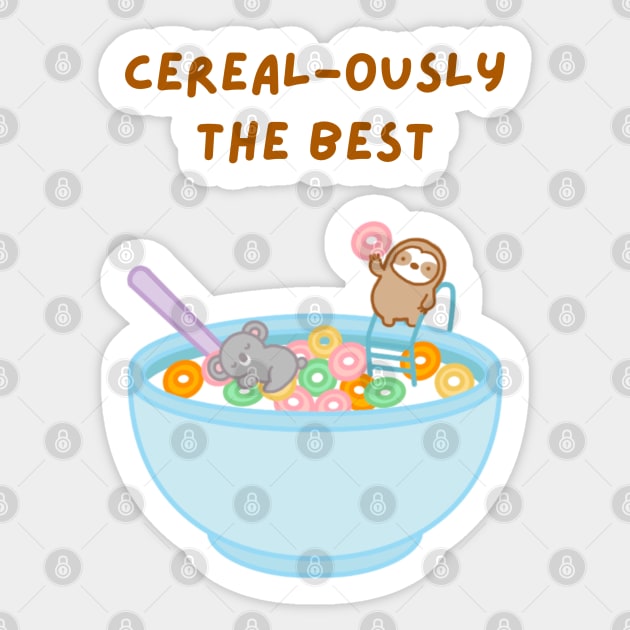 Cerealously the Best Breakfast Cereal Sloth Sticker by theslothinme